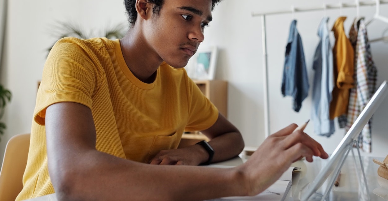 Young person using a tablet